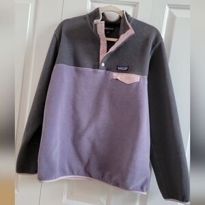 Patagonia Synchilla Two-Tone Fleece Pullover in Gray and Lavender